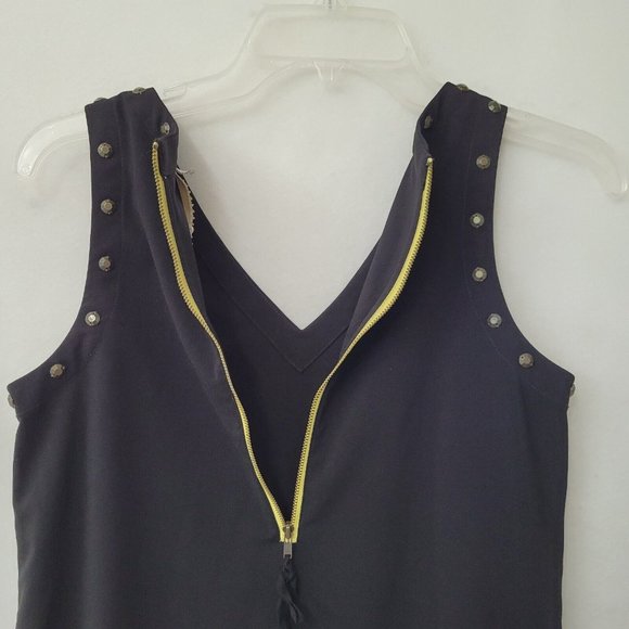Uncle Frank Dress Womens XS Black Grommet V-Neck Sleeveless Classic Hi-Low 71278 - Picture 6 of 12